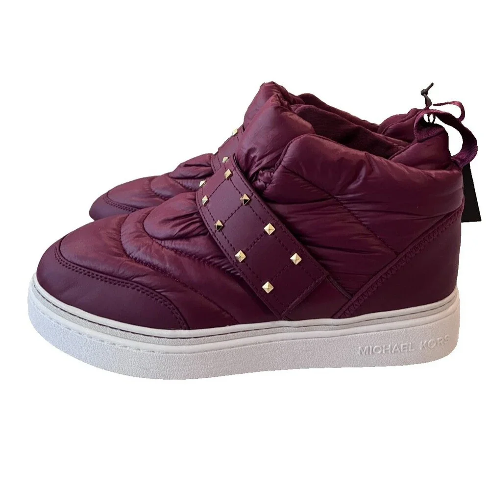 Michael Kors NEW Size 10 Puffer High‑Top Sneakers Bootie Women’s Dark Berry - Picture 5 of 15